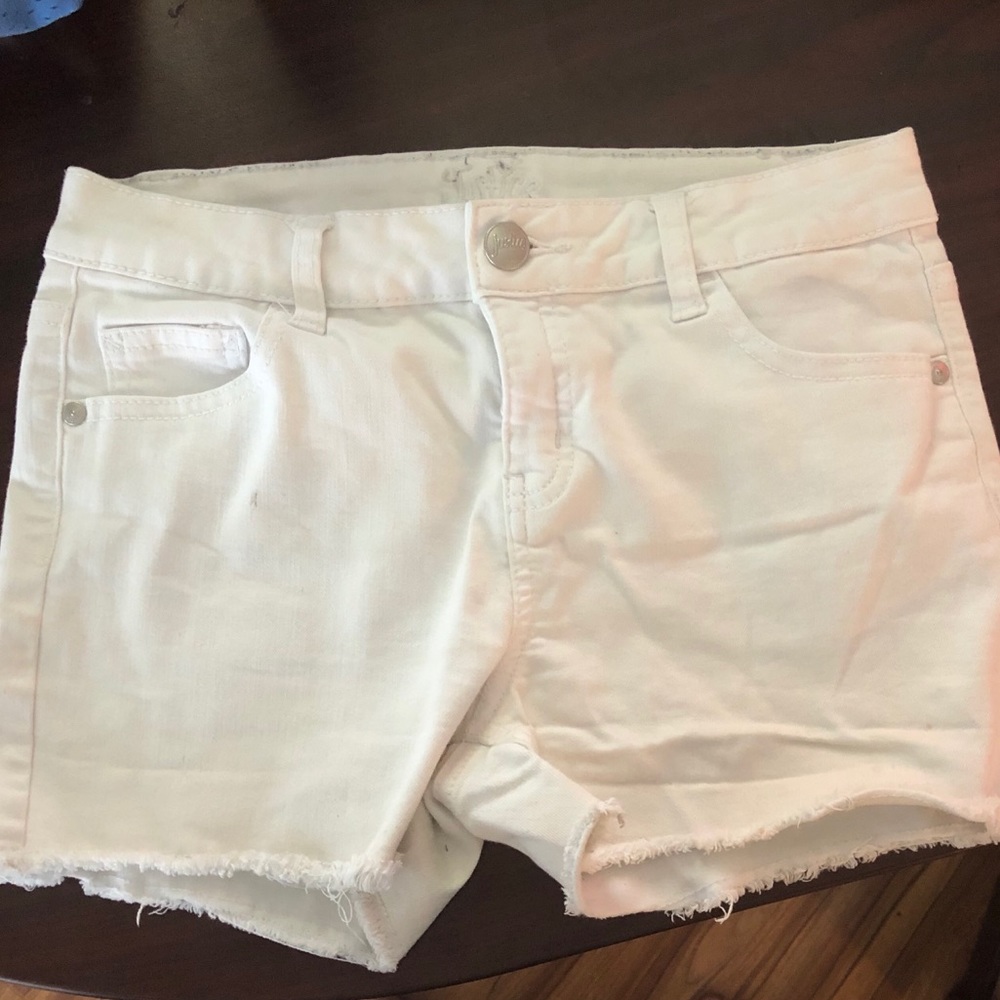 Girls Justice white jean stretchy cut off shorts